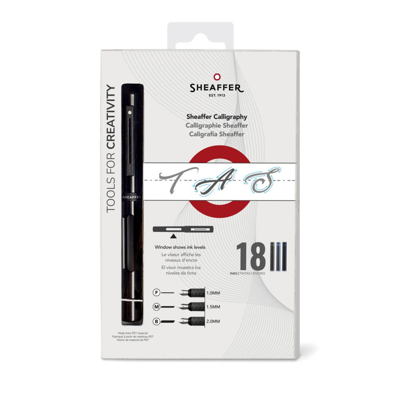 Kit de Calligraphie Sheaffer® Stylo Noir Plumes F, M, B avec 18 cartouches